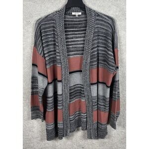 Maurices Womens Open Front Cardigan Sweater XXL Black Mauve 2X